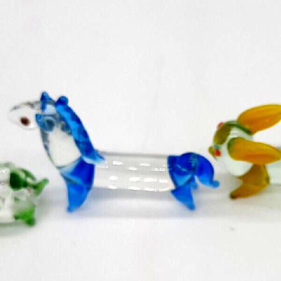 Vintage Lot Of 3 Miniature Art Glass Animals (Horse Rabbit & Turtle) - Picture 7 of 9